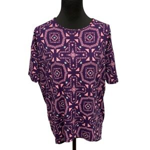 LuLaRoe Irma XXS Purple Pink Geometric Hi Low Tunic Stretch